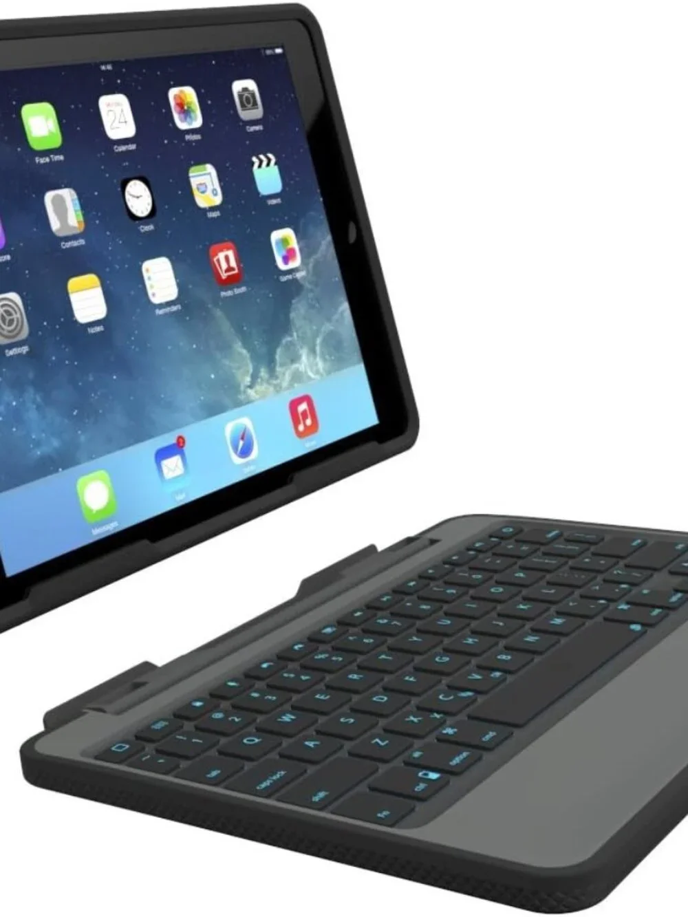 ZAGG Rugged Book Case, Hinged with Detachable Backlit Keyboard for iPad Air
